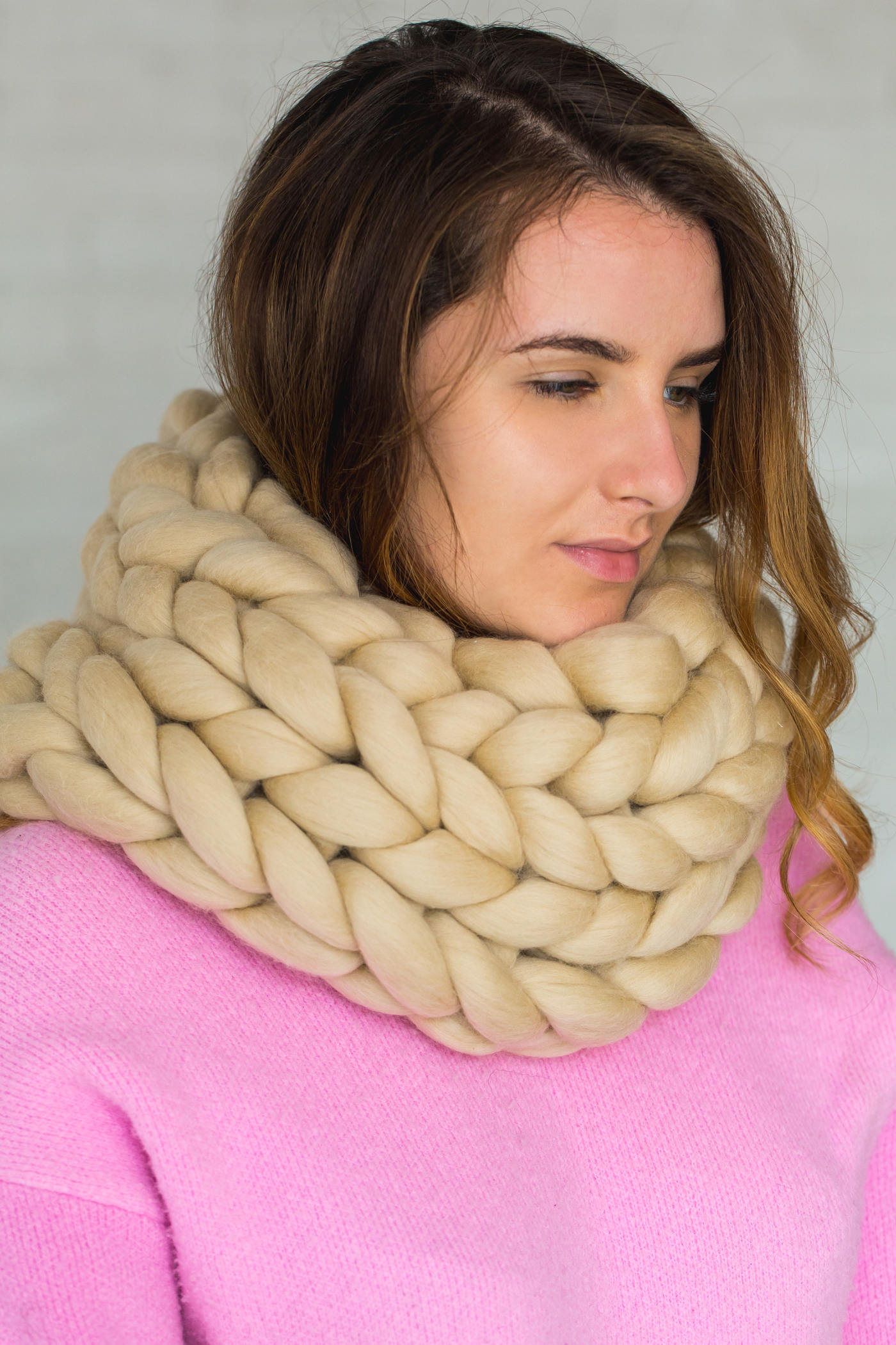 Chunky wool cowl Hand knit scarf Super chunky scarf Infinite Etsy