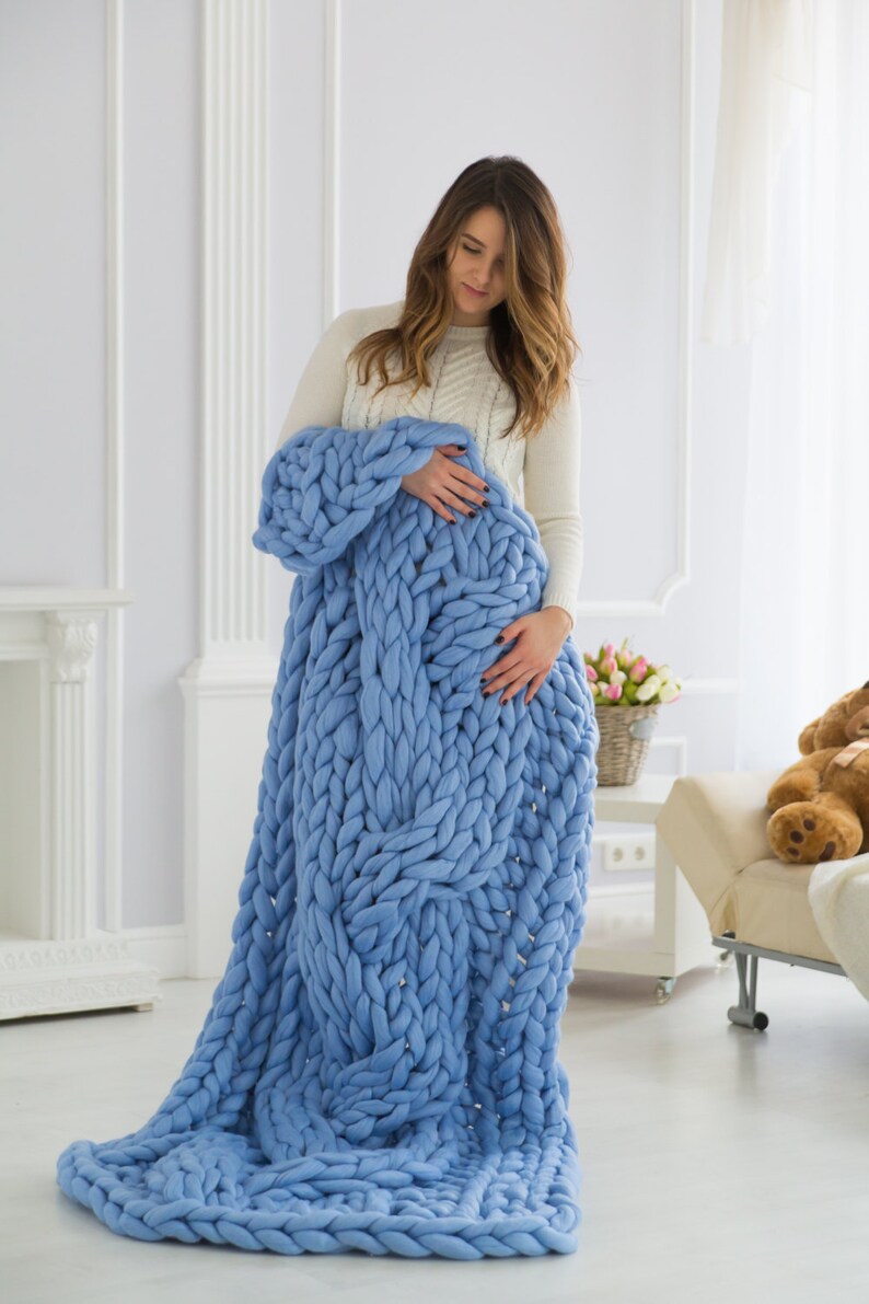 Giant Knit Blanket Merino Wool Blanket Chunky Knit Blanket Etsy