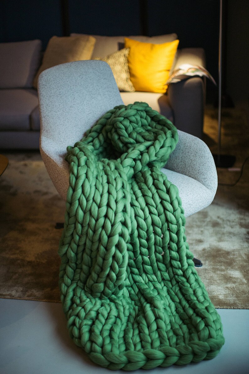 Merino Wool Blanket Chunky Wool Blanket Giant Knit Blanket Arm Etsy