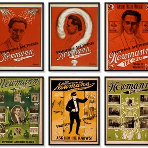 Vintage Magician Newman The Great Magic Show Poster Ads Set of 6 Prints