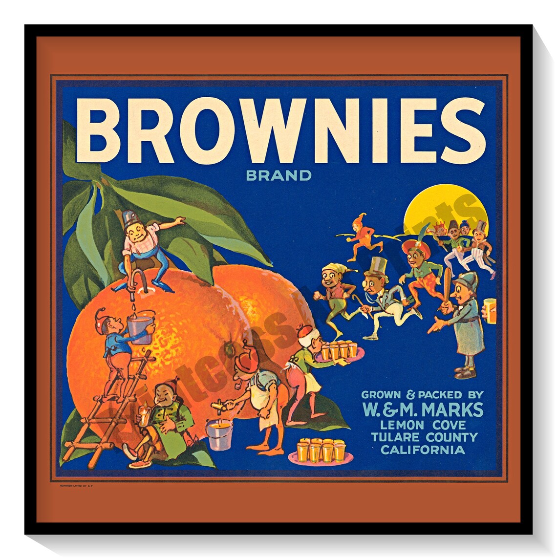 Vintage Orange Crate Labels Set of 6 Art Prints Oranges Citrus Fruit