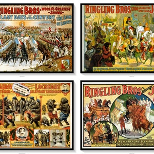 Ringling Brothers Tent Show Vintage Circus Posters Set of 4 Prints