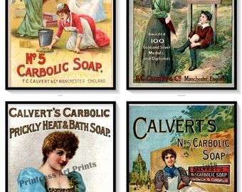 Calvert's Soap Ad Vintage Advertising Set of 4 Art Prints