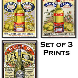 Vintage Kitchen Ads, Zitronen-Limetten-Sirup, Carter&#39;s und Rose&#39;s Cordial