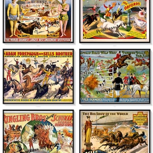 Circus Horses Acrobat Show Vintage Circus Posters Set of 6 Prints