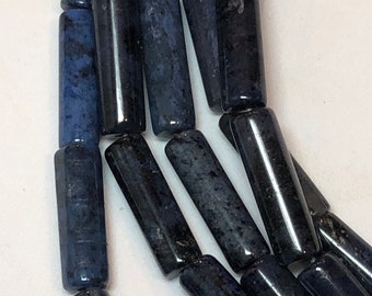 4x13mm Tube Dumortierite Gemstone Beads. Full 15" strand of High Quality A/AA grade beads, about 28 per strand.