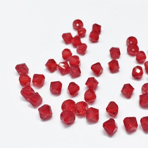Light Siam 6mm Bicone SWAROVSKI® Crystal Beads #5301 package of 50. Bright Christmas Red Genuine Austrian Crystal. #5328.