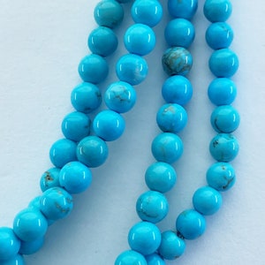 4mm Baby Blue Turquoise Dyed Magnesite Gemstone Beads. 15&quot; strand of beads, about 90 per strand. Imitation Turquoise.