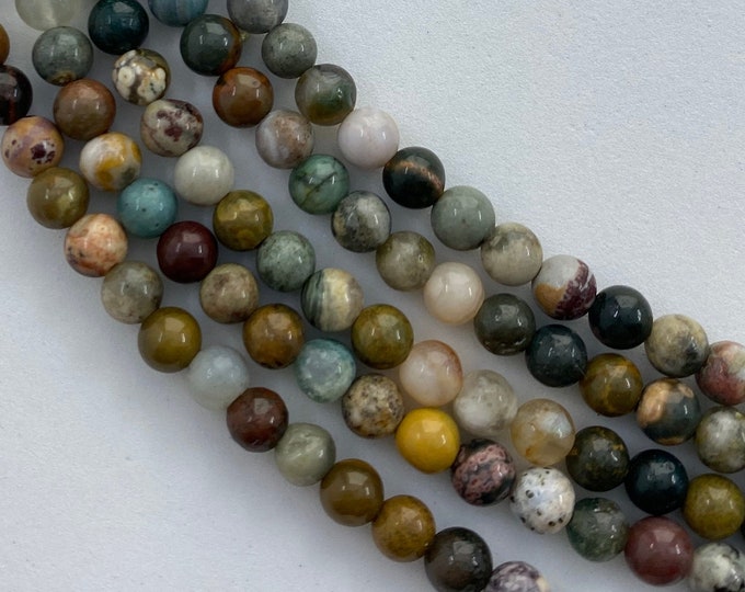 4mm AAA Ocean Jasper Gemstone Beads. 15 Strand of Deep, Colorful Ocean ...