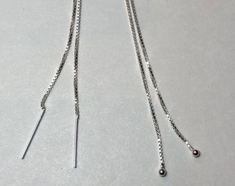 5" Sterling Silver Ear Threader with Ball, 1 pair. 5 inch ear threader WITHOUT comfort bar.