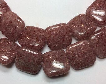 18mm Square Orange Muscovite Gemstone Beads. Full 15" strand of sparkley Muscovite beads, 23 per strand.