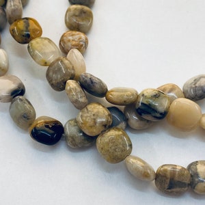 Purple Moss Agate Gemstone Beads. 15” strand of 8mm rounded square beads, approx. 52 beads per strand.