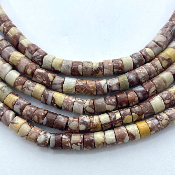 6mm Heishi Mountain Jasper Gemstone Beads. 15” strand of heishi cut beads, approx. 97 beads per strand.