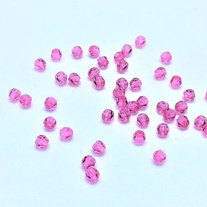 3mm Round Rose SWAROVSKI® Crystal Beads #5000. Package of 50, Bulk Pricing. True Pink color Genuine Austrian Crystal.