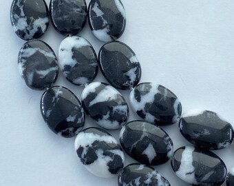 14MM BLACK ZEBRA JASPER GEMSTONE SQUARE DIAMOND LOOSE BEADS 15.5/"