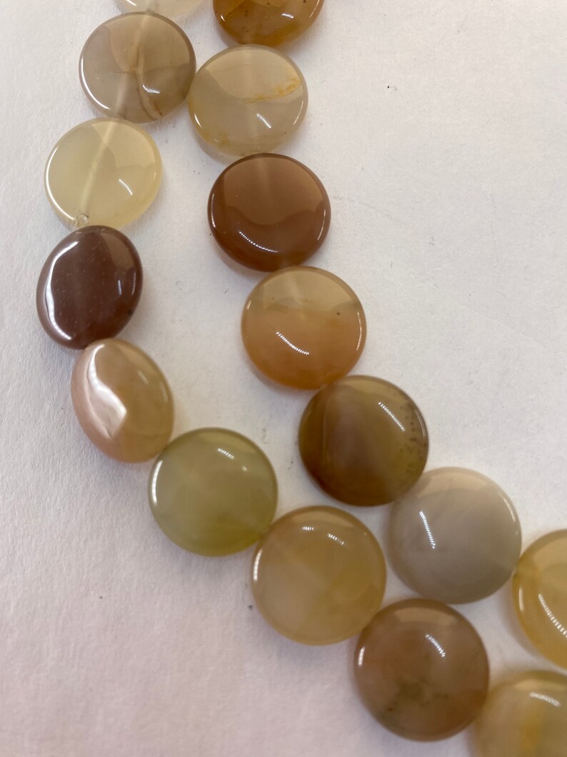 16mm Coin Sea Sediment Jasper Agate Stone Beads Jewelry Making Multi Color 15'' 