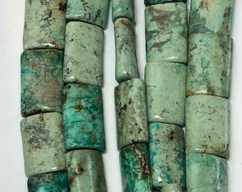 12x20mm Rectangle African Turquoise Jasper Gemstone Beads. Full 15" strand of A grade beads, 19 per strand. Pillow shape.