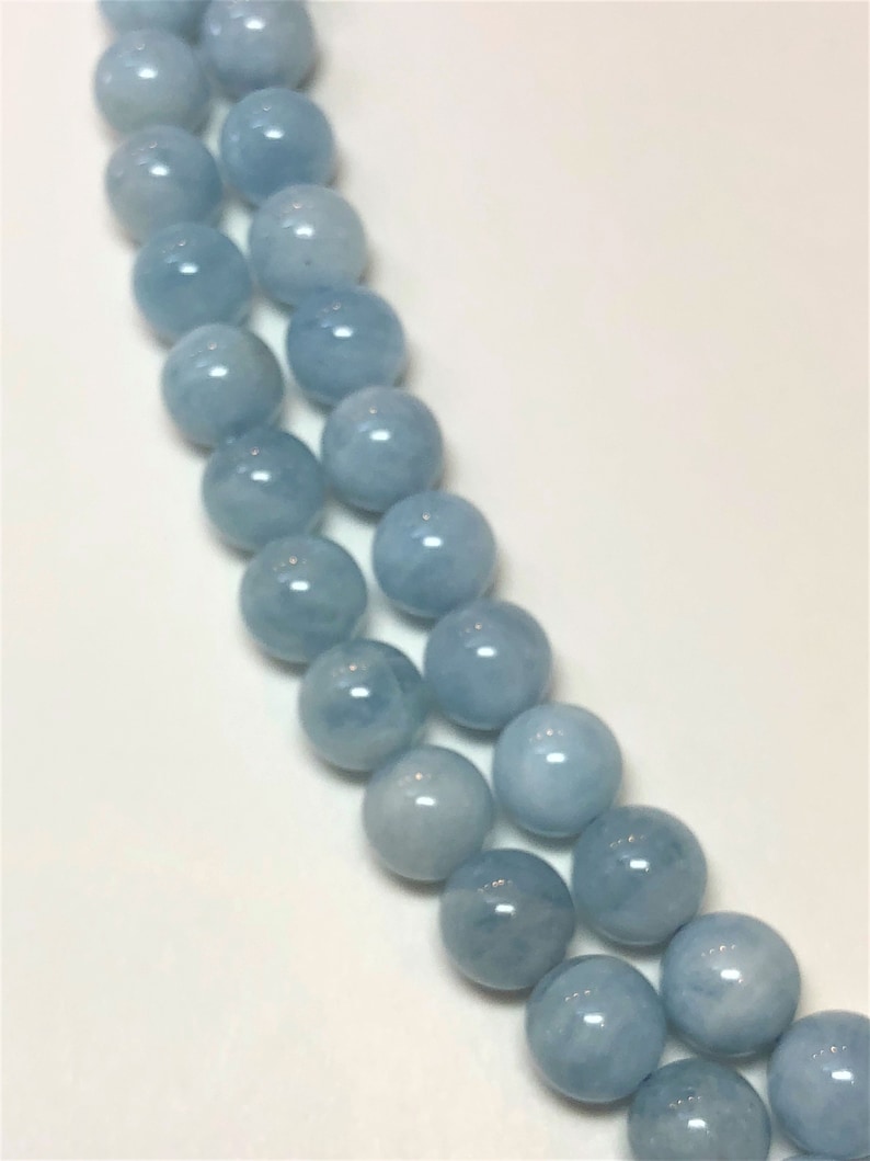 8mm Aquamarine Gemstone Beads. Full 15 strand of Nice | Etsy