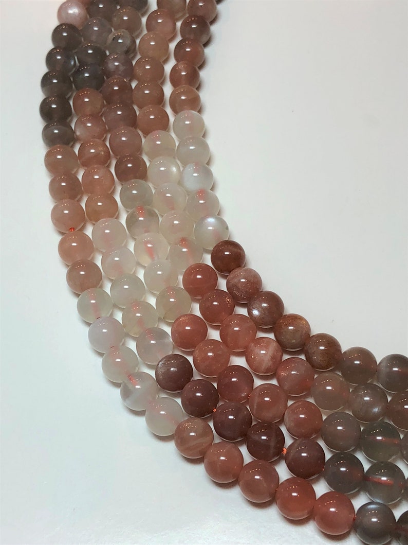 Full strand High Quality AAA grade beads with nice color variations. 6mm round beads on 15 inch strand Multi-Moonstone Gemstone Beads