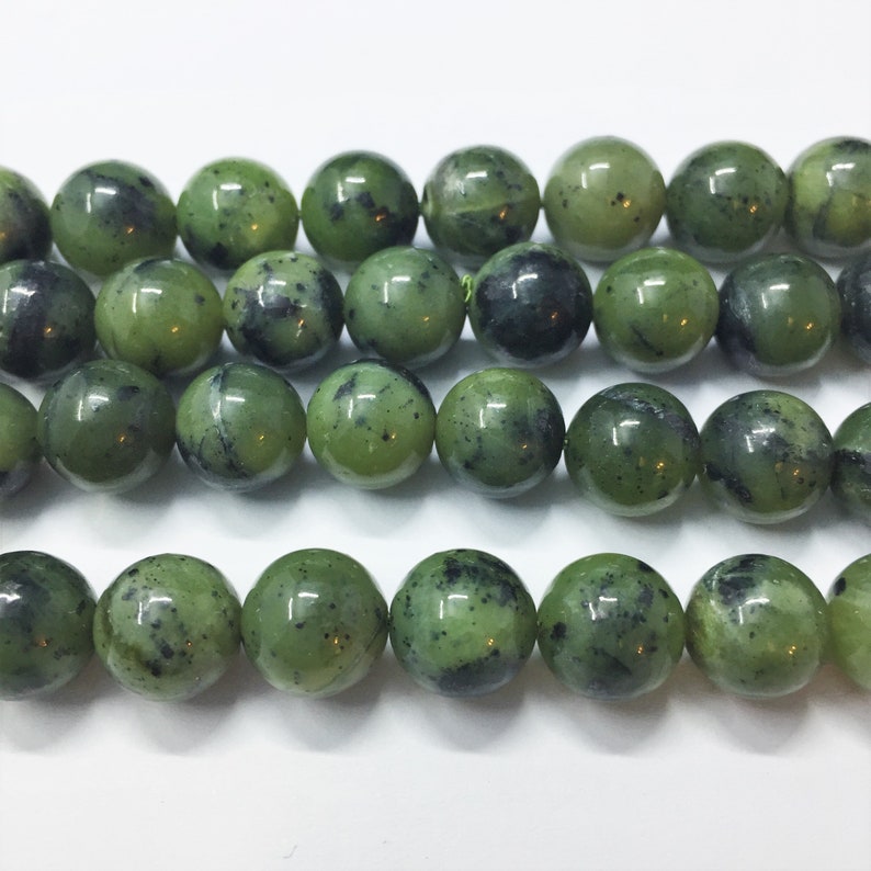10mm Canadian Jade Gemstone Beads Full 15 strand of AAA Grade beads Nephrite Green Jade about 38 per strand