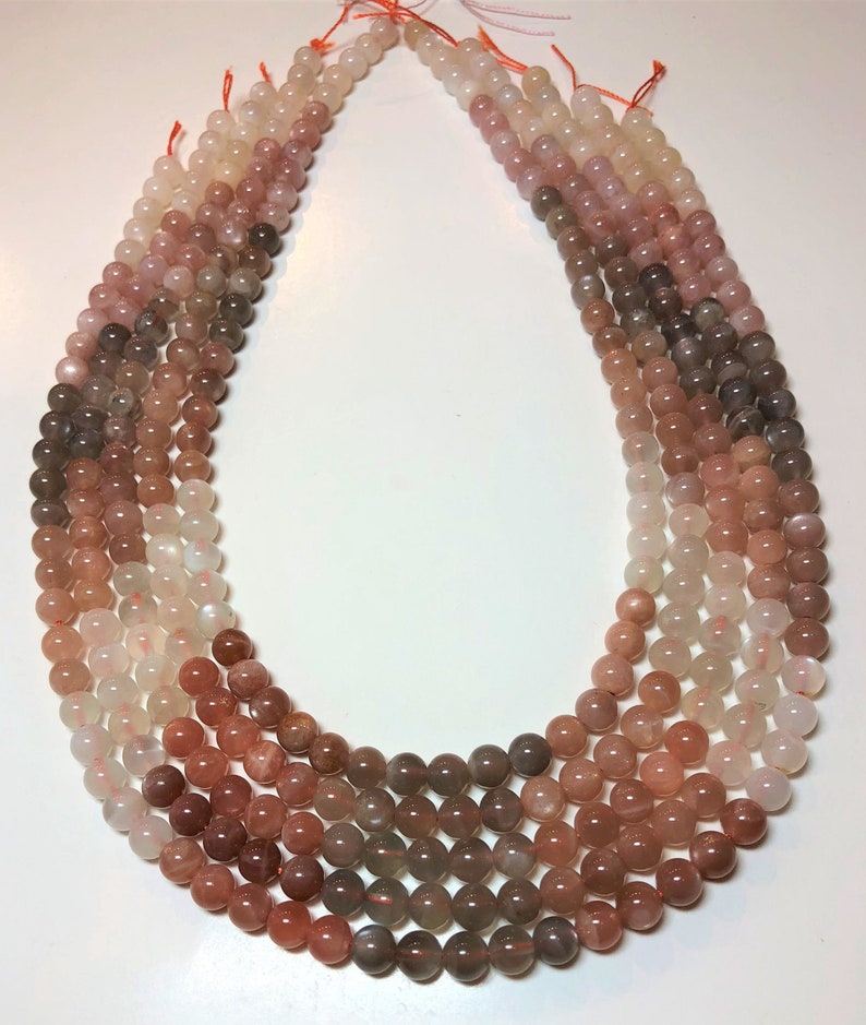 Full strand High Quality AAA grade beads with nice color variations. 6mm round beads on 15 inch strand Multi-Moonstone Gemstone Beads