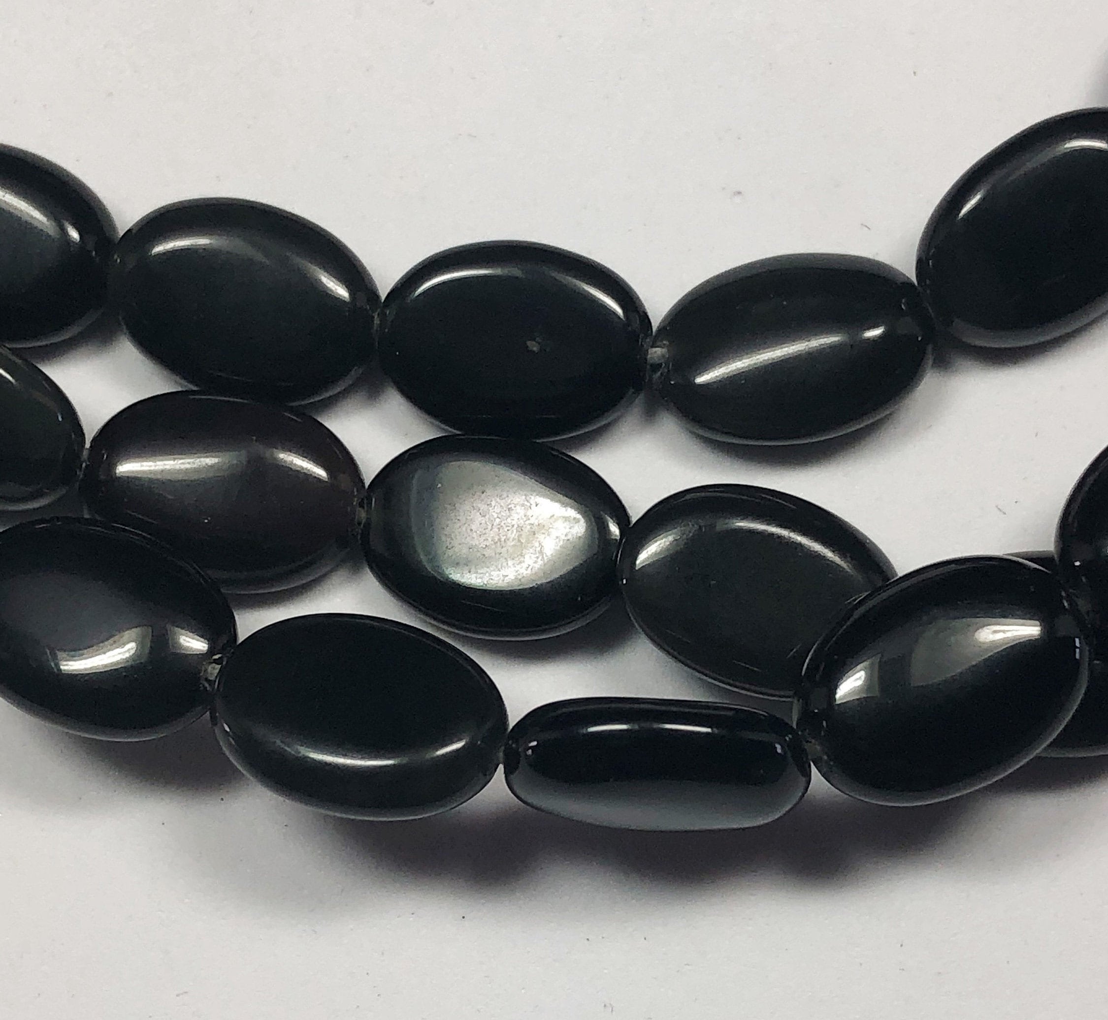 Black Obsidian Gemstone Beads. Full 15 Strand of 10x14mm Etsy