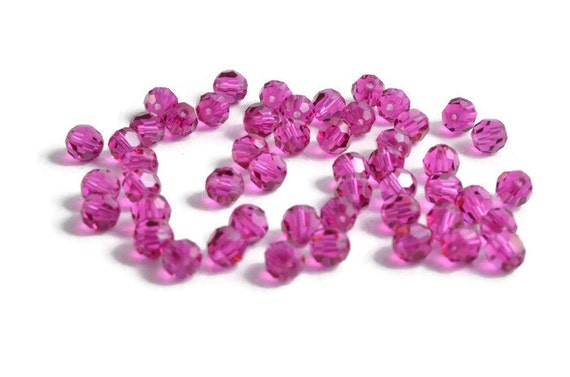 4mm Round Fuchsia SWAROVSKI® Crystal Beads Package of 50