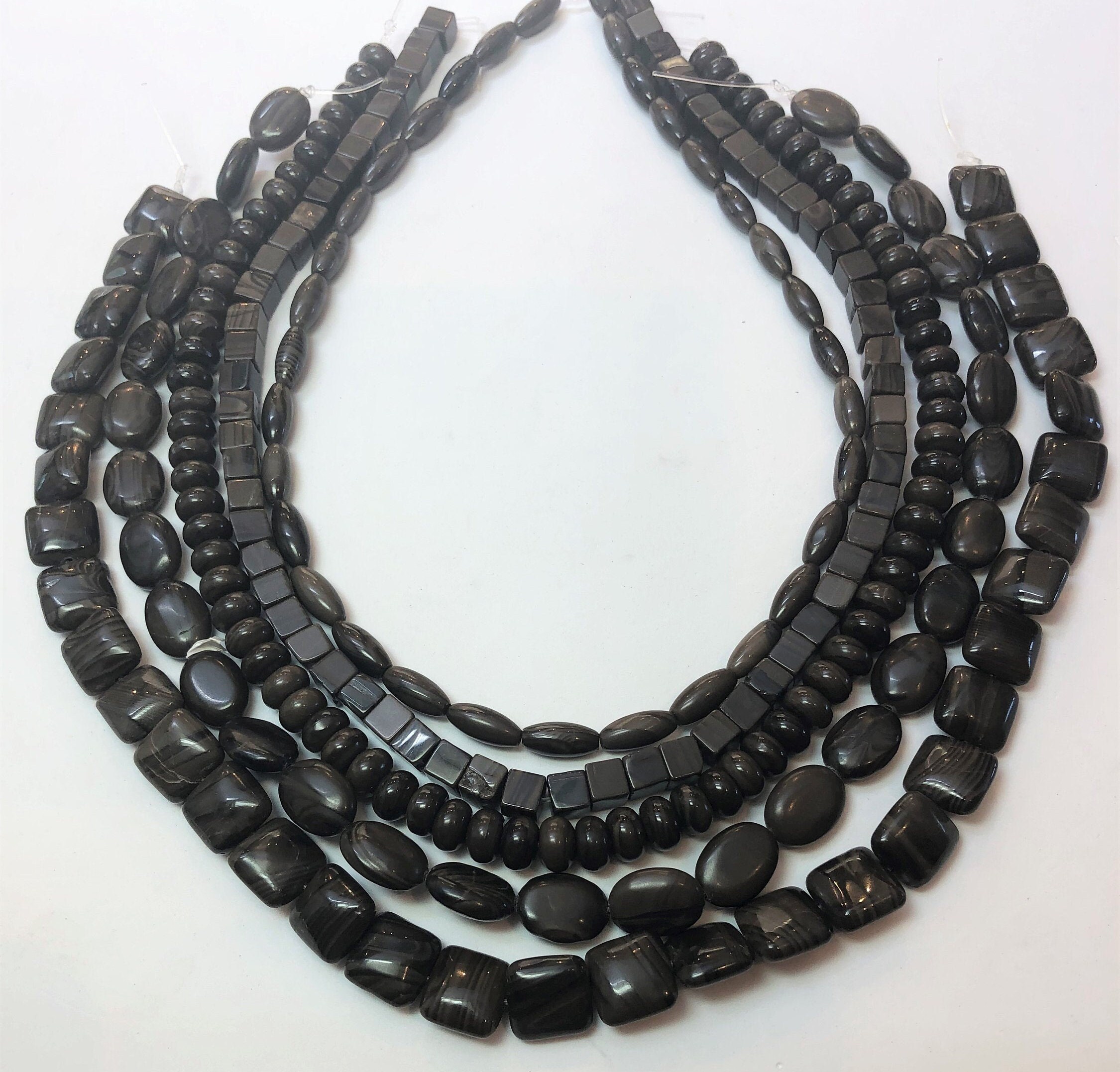 Antique Black Jasper Gemstone Beads. Full 15 Strand of | Etsy