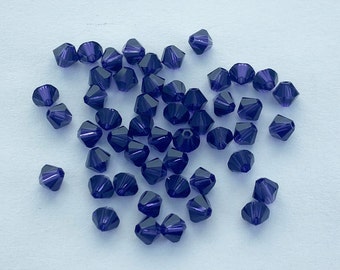 Purple Velvet 3mm Bicone SWAROVSKI® Crystal Beads #5301 package of 50. Dark Royal Purple Genuine Austrian Crystal. #5328.