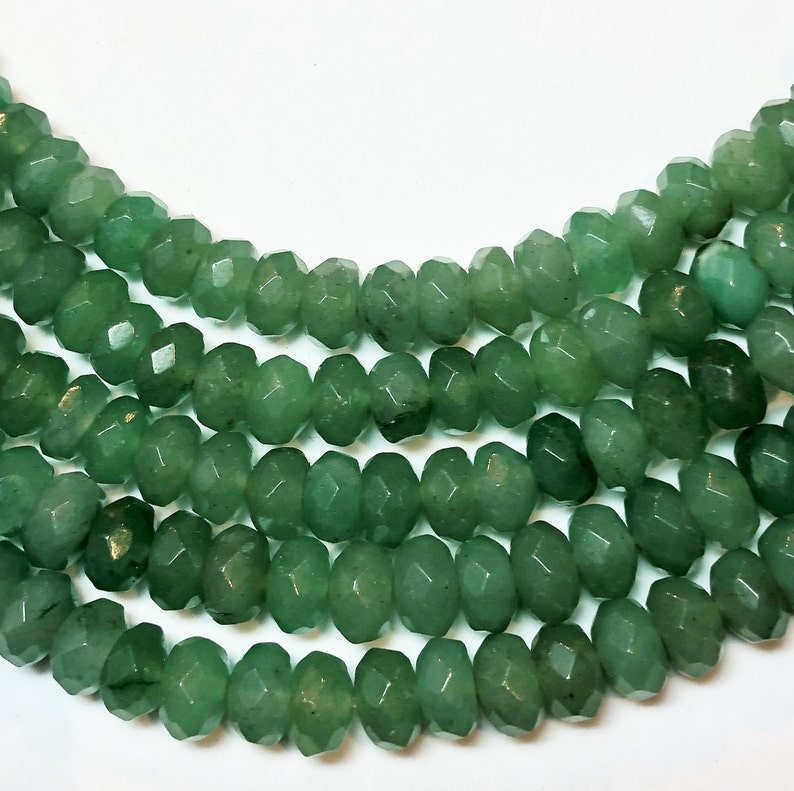 Pale Green Jade. Full 15 strand of AAAAA grade faceted beads 8mm Faceted Rondelle Green Aventurine Gemstone Beads