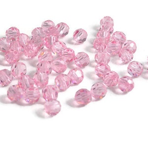 4mm Round Light Rose SWAROVSKI® Crystal Beads #5000 - Package of 50 - Bulk Pricing, Bulk Crystal Beads - Over stock Sale - Discounted Prices