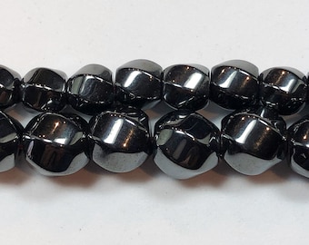 Twisted Round Magnetic Hematite Beads.  15" strands of 6mm and 8mm Hematite round twisted beads.