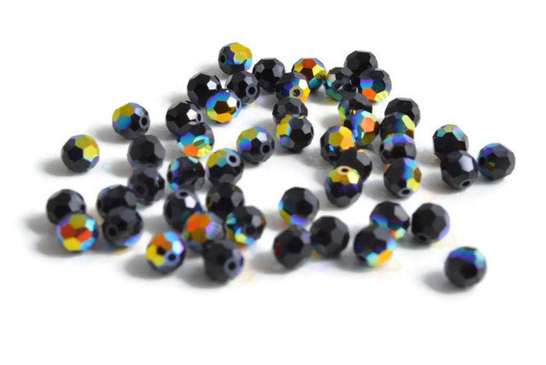 4mm Round Jet AB SWAROVSKI® Crystal Beads 5000 Package of 50 Bulk