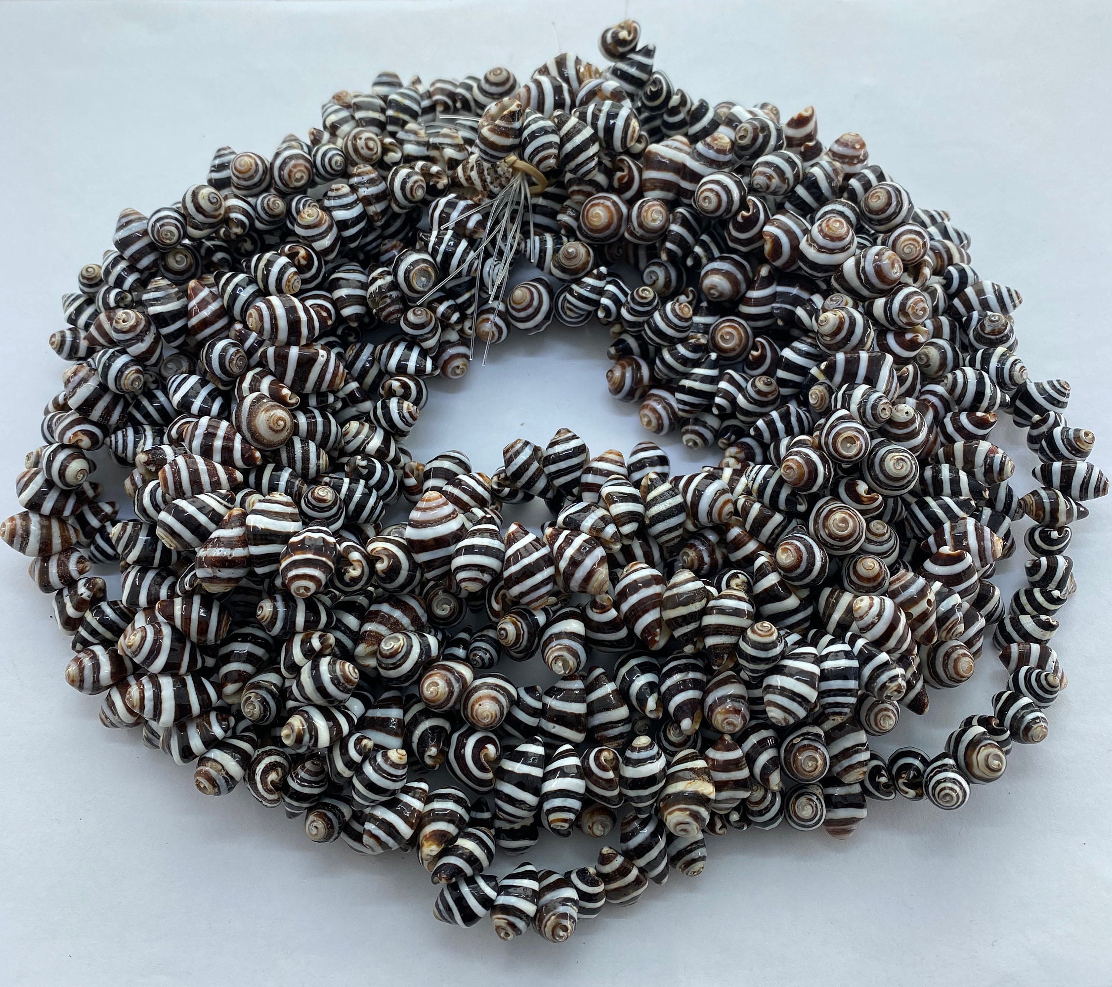 Striped Puffed Shell Beads