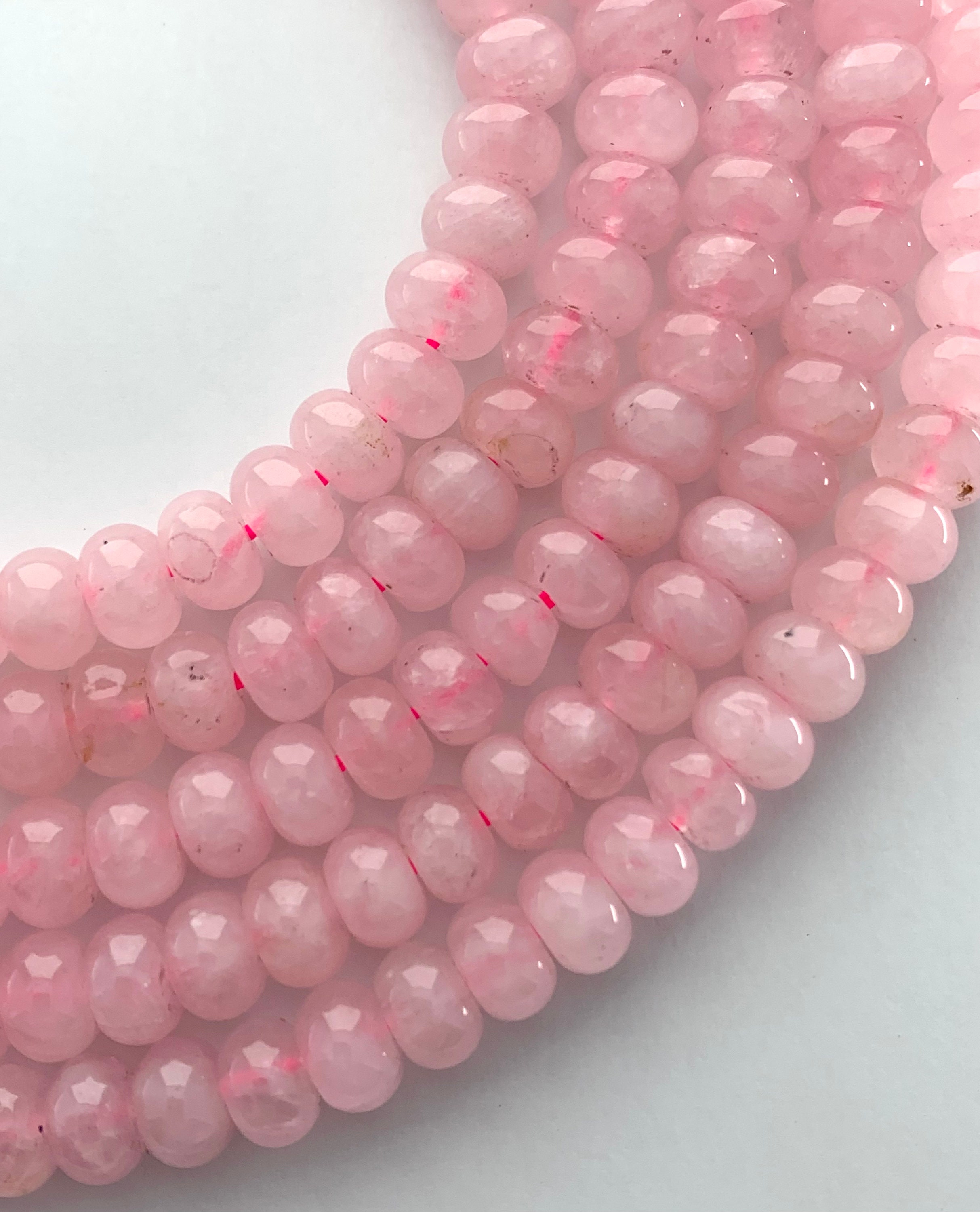 thumbnail image 2 of 15" Faceted Pink Rhodochrosite Rondelle Beads - 5x8mm Center-Drilled Loose Gemstone Strand 2 of 3