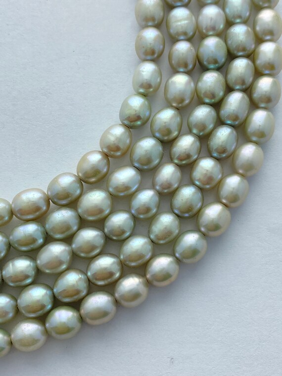 Pale Green Freshwater Pearl Rice Bead 6mm 15" 