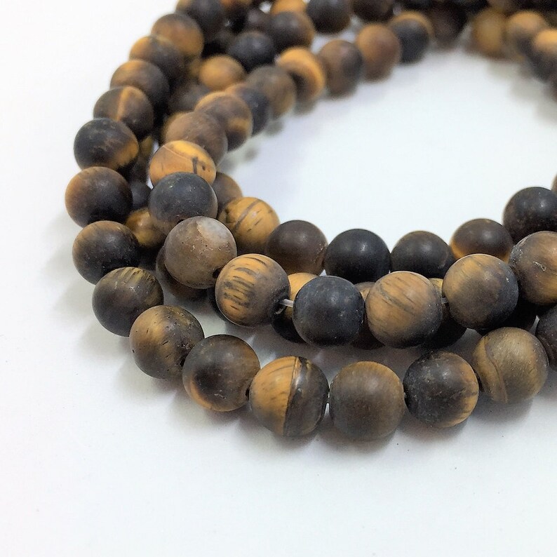 about 64 beads 6mm round beads on 15 inch strand Full strand of AAA Grade beads Matte Brown Tiger Eye Gemstone Beads Golden Tigers Eye.