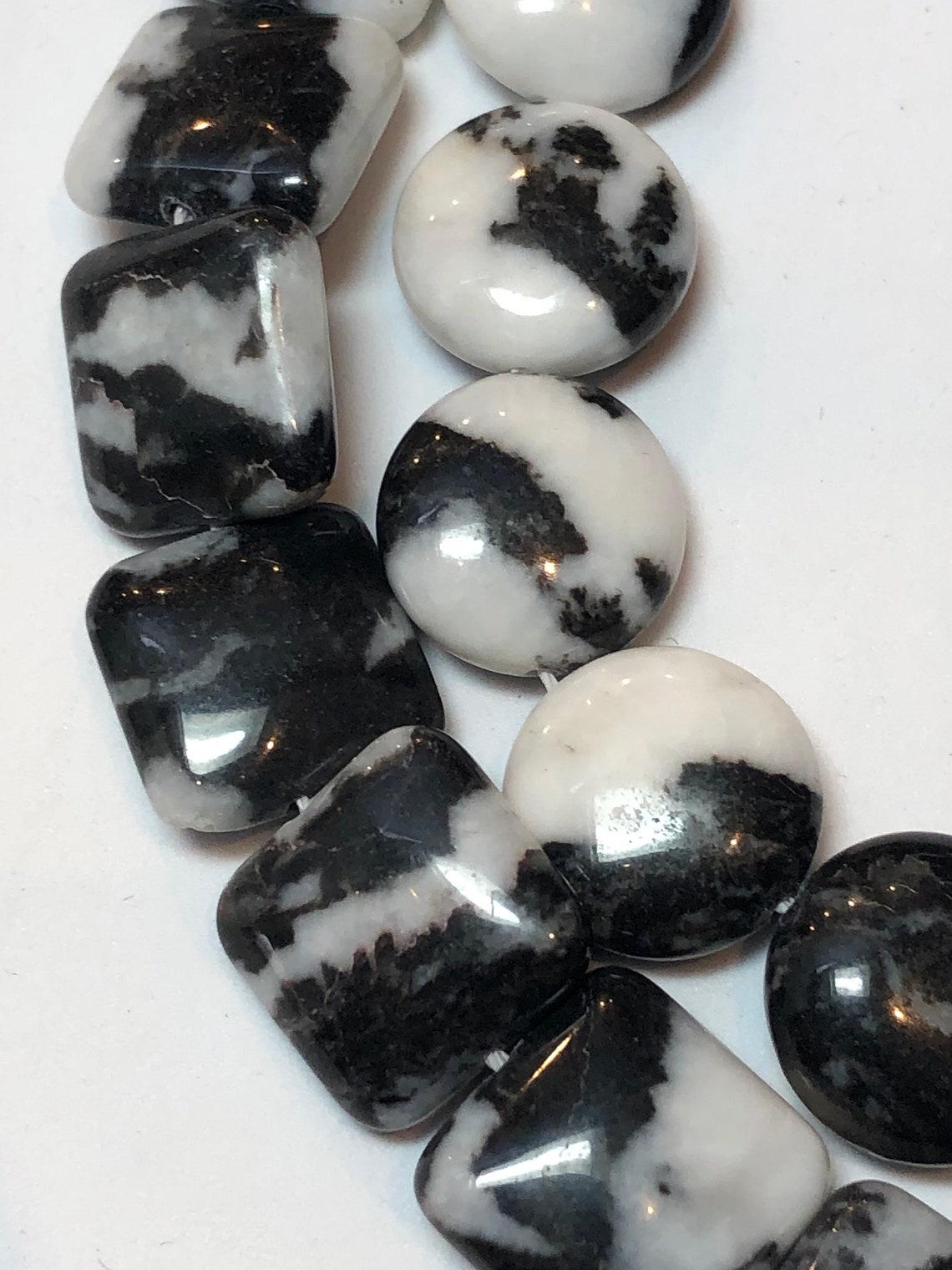 Black and White African Zebra Jasper Gemstone Beads. Full Etsy