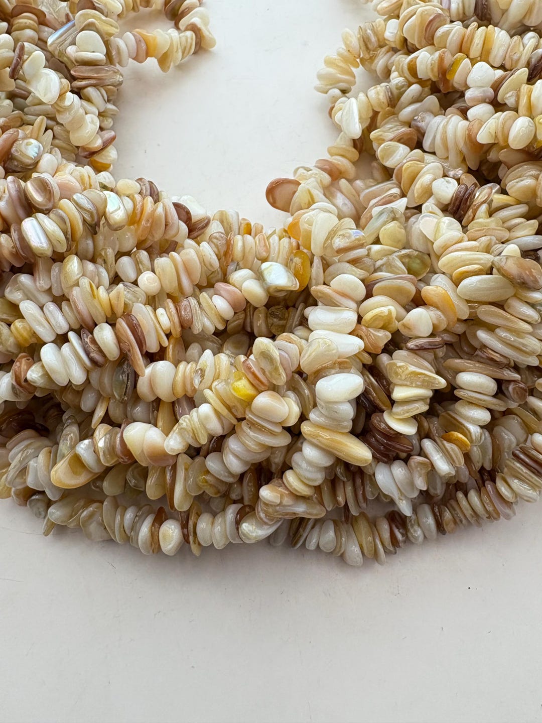 Natural Shell Chip Beads. 30” Strands of 5-8mm Chips, Approx. 280 per ...