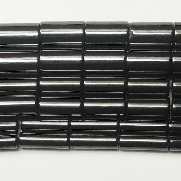 Tube Shaped Magnetic Hematite Gemstone Beads. Full 15" strand of AAA grade tube beads, available in 3 sizes. Magnetite.