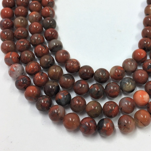 Poppy Jasper Gemstone Beads. 4mm round beads on 15 inch strand. Full strand of AA/AAA Grade beads, roughly 90 beads per strand.