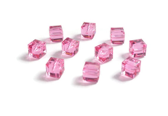 6mm Cube Rose SWAROVSKI Crystal Beads 5601. Packages of 10 Beads