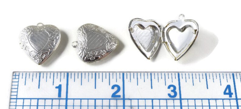 Silver Carved Heart Locket Pendant 3 pcs