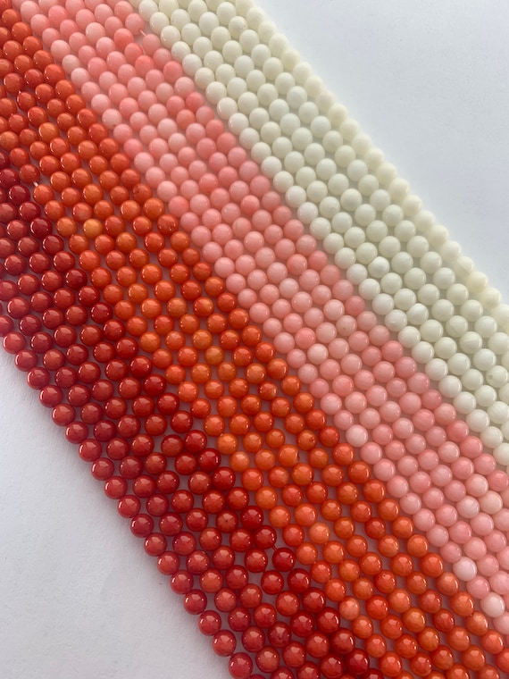 4mm Bamboo Coral Gemstone Beads. Available in 4 Colors White Etsy