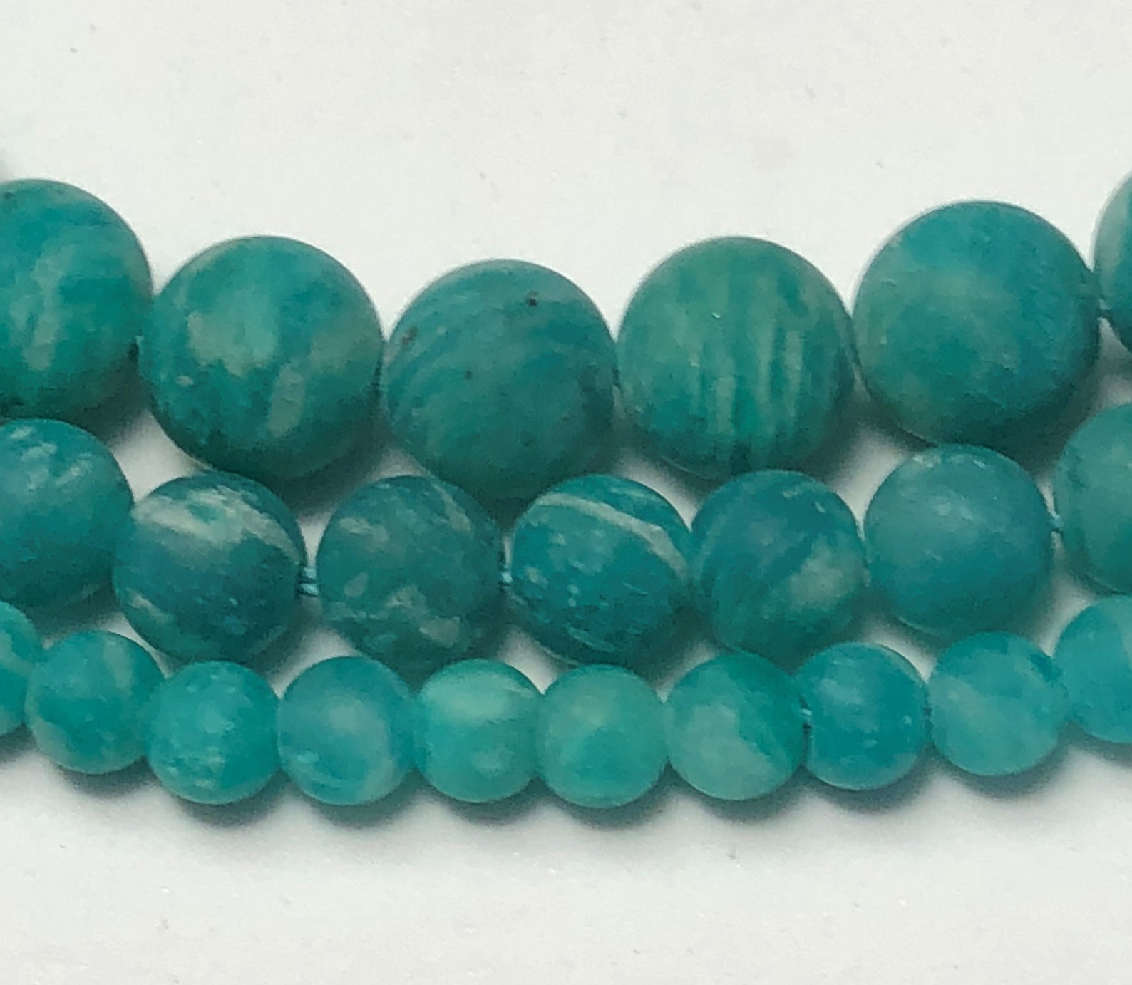 Matte Dark Teal Russian Amazonite Gemstone Beads. Full 15