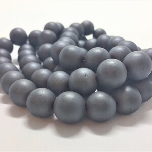 Matte Hematite Gemstone 12mm Round Beads on 16 Inch Strand