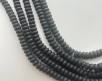 4x6mm Rondelle Matte Black Onyx Gemstone Beads. 15” strand of matte black rondelle beads, about 100 per strand.