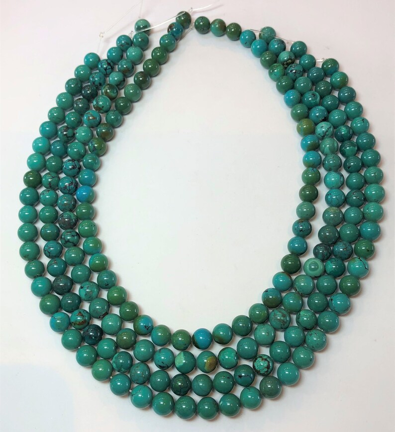 9mm Natural Chinese Turquoise Gemstone Beads Full 15 strand of AAAAA blue-green Turquoise beads about 48 per strand.