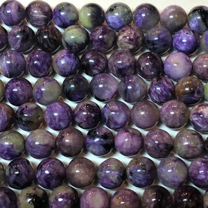 8mm Russian Charoite Gemstone Beads. Full 15&quot; strand of high quality beads, about 50 beads per strand.