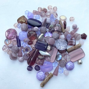 Light Purple Czech Glass Bead Assortment. 50+ gram mix of contemporary Czech glass beads.  Name: Purple Heaven.